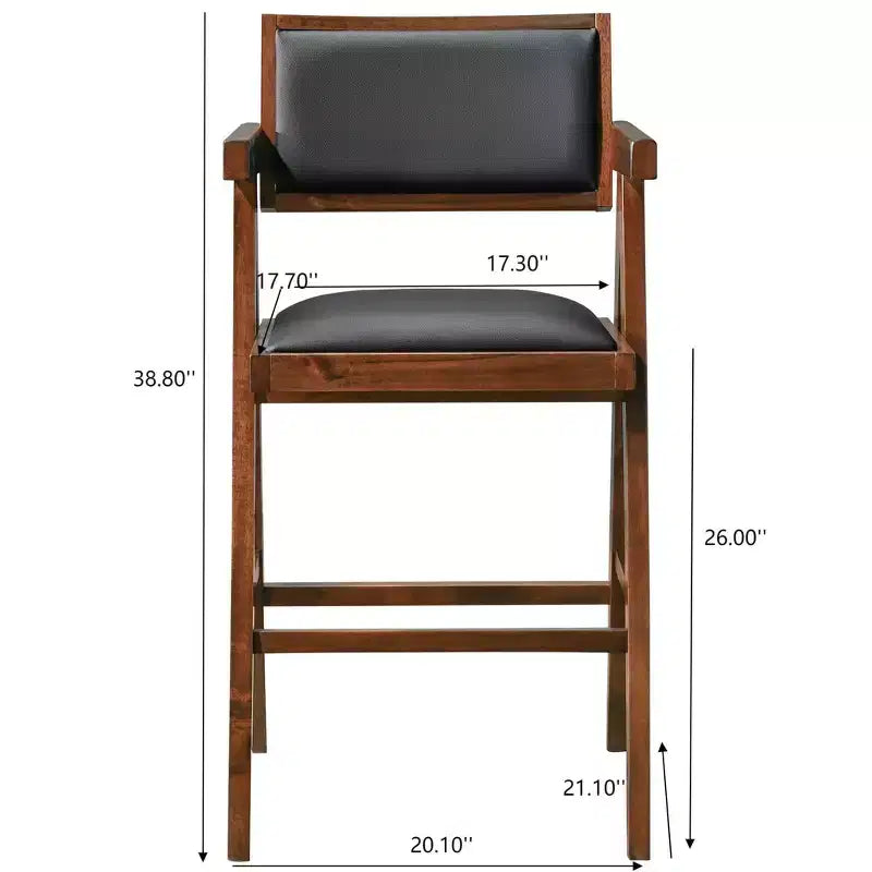Christopher Knight Home Hamilton Mid-Century Modern 26 Solid Wood and Faux Leather Upholstered Counter Arm Stool(Set of 2)