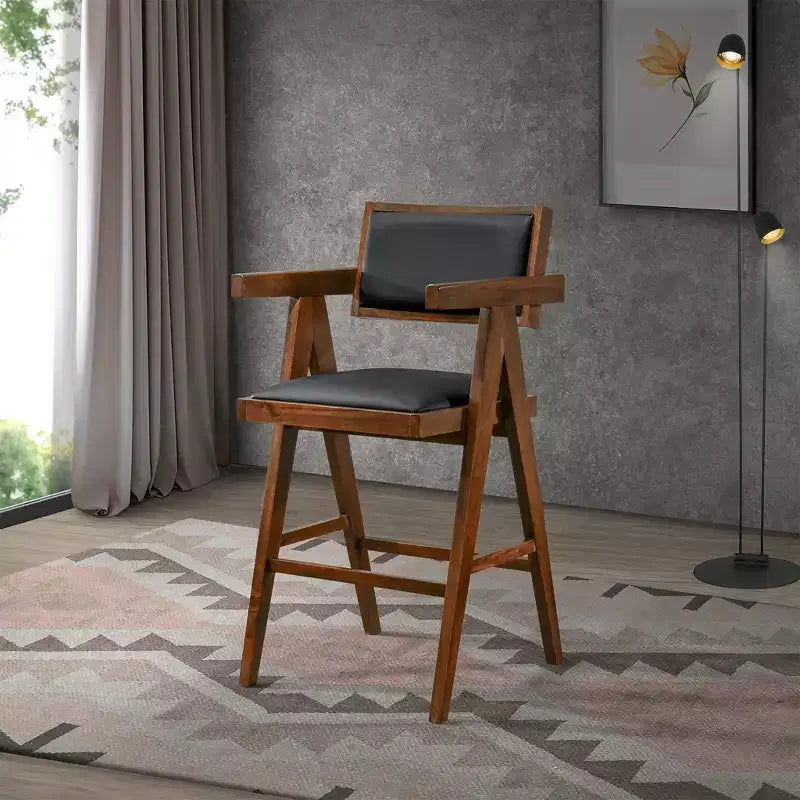 Christopher Knight Home Hamilton Mid-Century Modern 26 Solid Wood and Faux Leather Upholstered Counter Arm Stool(Set of 2)