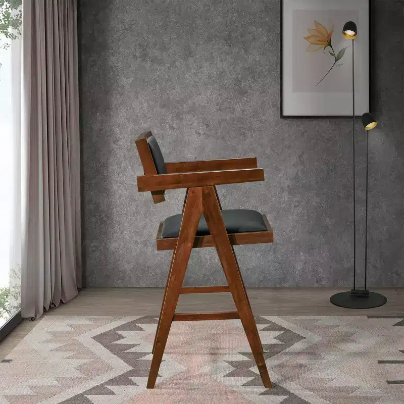 Christopher Knight Home Hamilton Mid-Century Modern 26 Solid Wood and Faux Leather Upholstered Counter Arm Stool(Set of 2)