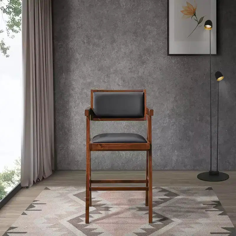 Christopher Knight Home Hamilton Mid-Century Modern 26 Solid Wood and Faux Leather Upholstered Counter Arm Stool(Set of 2)