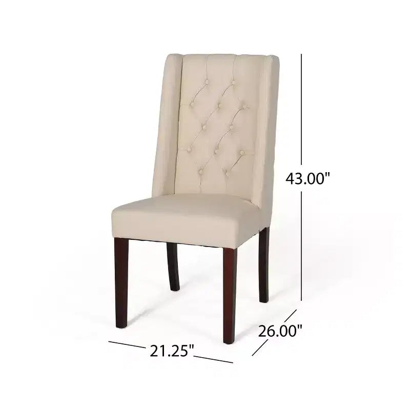 Set of 2 Dining Chairs Upholstered Chairs Armless Chairs with High Wingback & Button Tufted Diamond Stitching, Blue/Beige/Gray/Brown/Red/Black-Merax