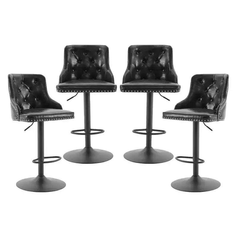 Bar Stools Set of 4,Adjustable Swivel Barstools, Faux Leather Bar Chairs,Upholstered Counter Height with High Backrest