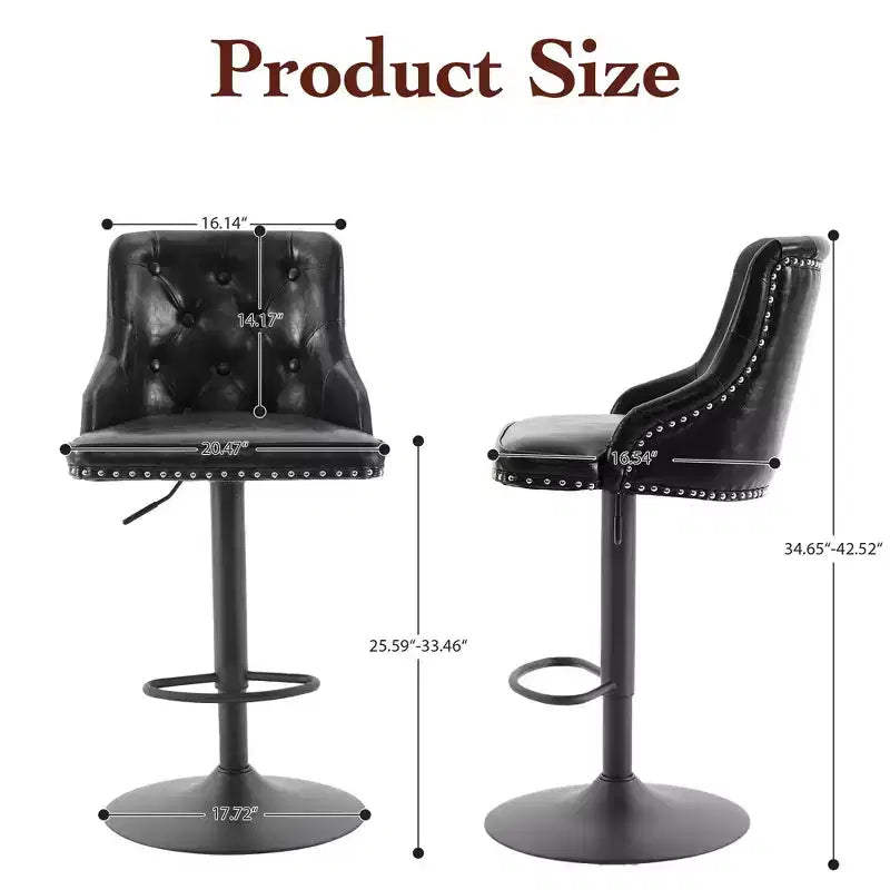 Bar Stools Set of 4,Adjustable Swivel Barstools, Faux Leather Bar Chairs,Upholstered Counter Height with High Backrest