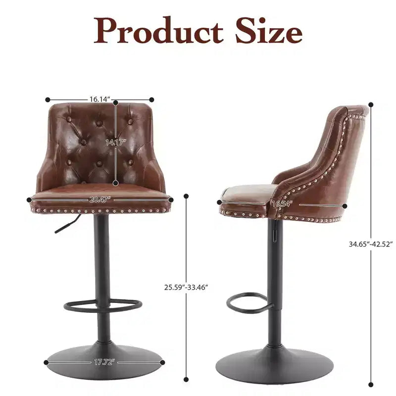 Bar Stools Set of 4,Adjustable Swivel Barstools, Faux Leather Bar Chairs,Upholstered Counter Height with High Backrest