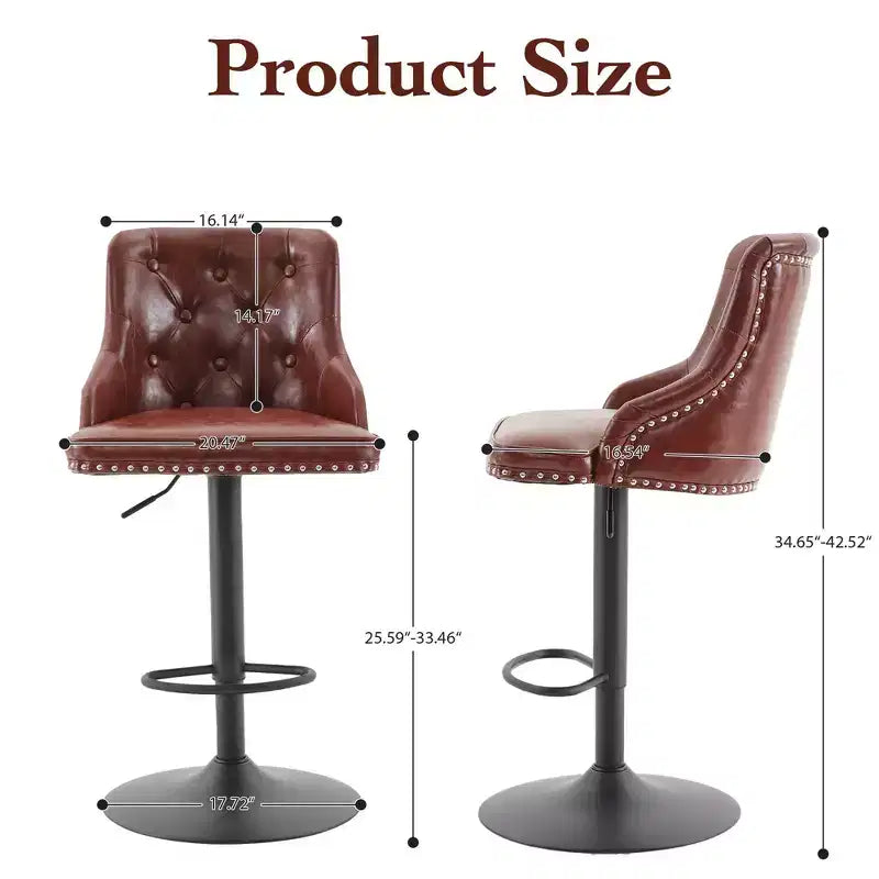 Bar Stools Set of 4,Adjustable Swivel Barstools, Faux Leather Bar Chairs,Upholstered Counter Height with High Backrest
