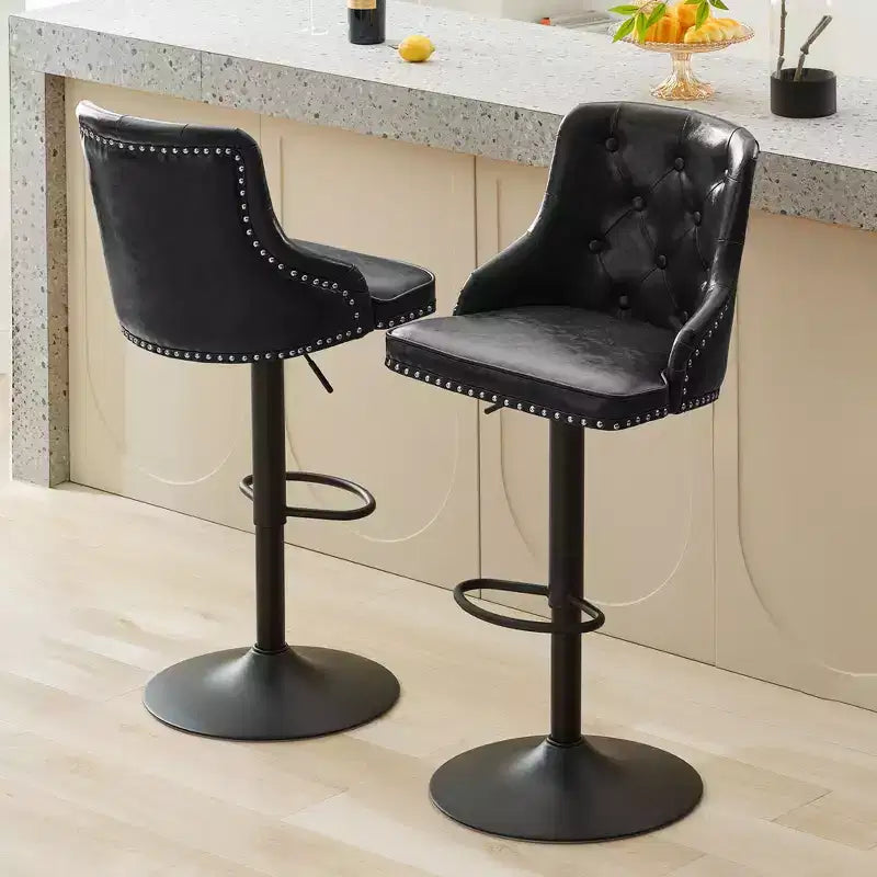 Bar Stools Set of 4,Adjustable Swivel Barstools, Faux Leather Bar Chairs,Upholstered Counter Height with High Backrest