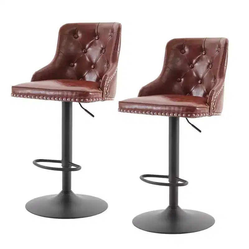 Bar Stools Set of 4,Adjustable Swivel Barstools, Faux Leather Bar Chairs,Upholstered Counter Height with High Backrest
