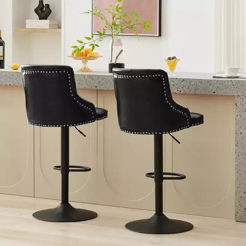 Bar Stools Set of 4,Adjustable Swivel Barstools, Faux Leather Bar Chairs,Upholstered Counter Height with High Backrest