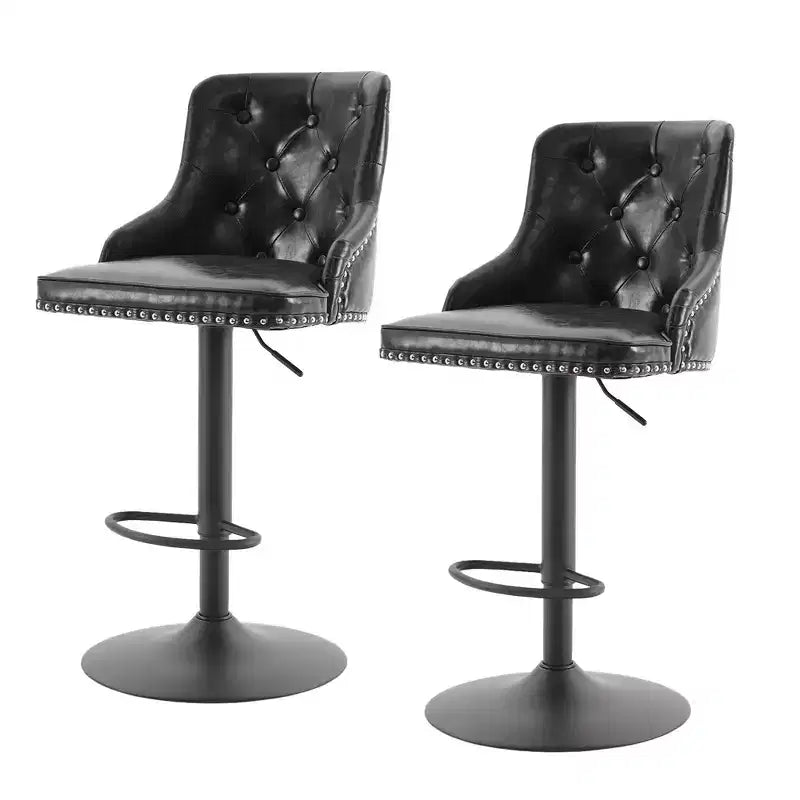 Bar Stools Set of 4,Adjustable Swivel Barstools, Faux Leather Bar Chairs,Upholstered Counter Height with High Backrest