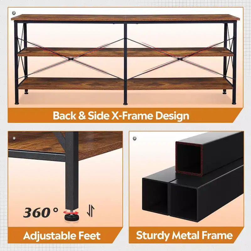 GALAXHERO TV Stand for 65-70 inch TV with LED Lights, Gaming Entertainment Center with Storage, Industrial TV Console for Living Room, Greige
