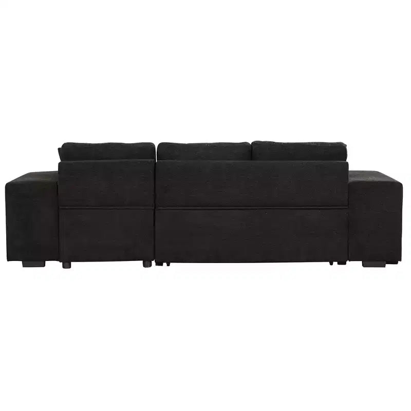 104.5 Reversible L-Shape Sectional Sleeper Sofa with Storage Chaise & 2 Stools - Convertible 3-Seat Sofa Bed for Living Room