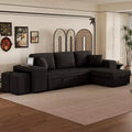 104.5 Reversible L-Shape Sectional Sleeper Sofa with Storage Chaise & 2 Stools - Convertible 3-Seat Sofa Bed for Living Room