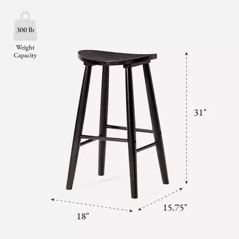 Maven Lane Luna Backless Wooden Kitchen Bar Stool 30