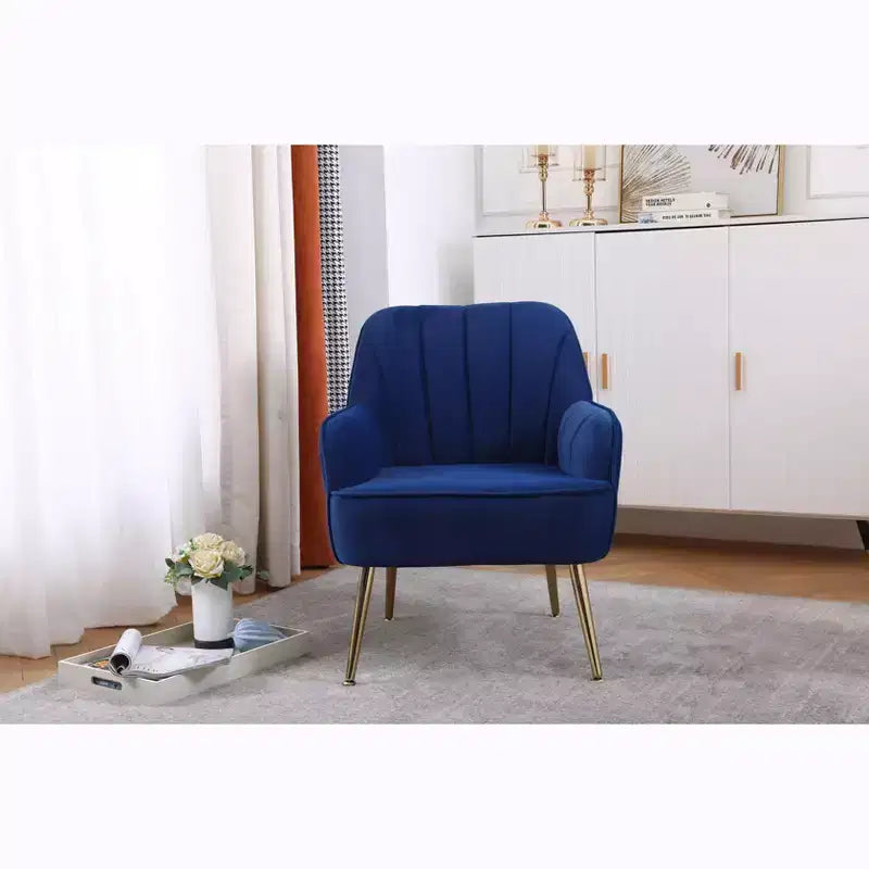 Okak Modern Velvet Accent Chair Living Room Chair with Upholstered Mid-Century Stylish Armchair with Golden Wood Legs for Reading Room Bedroom