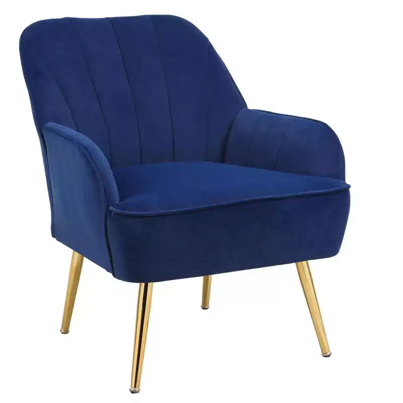 Okak Modern Velvet Accent Chair Living Room Chair with Upholstered Mid-Century Stylish Armchair with Golden Wood Legs for Reading Room Bedroom