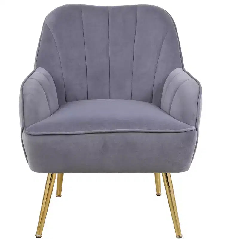 Okak Modern Velvet Accent Chair Living Room Chair with Upholstered Mid-Century Stylish Armchair with Golden Wood Legs for Reading Room Bedroom