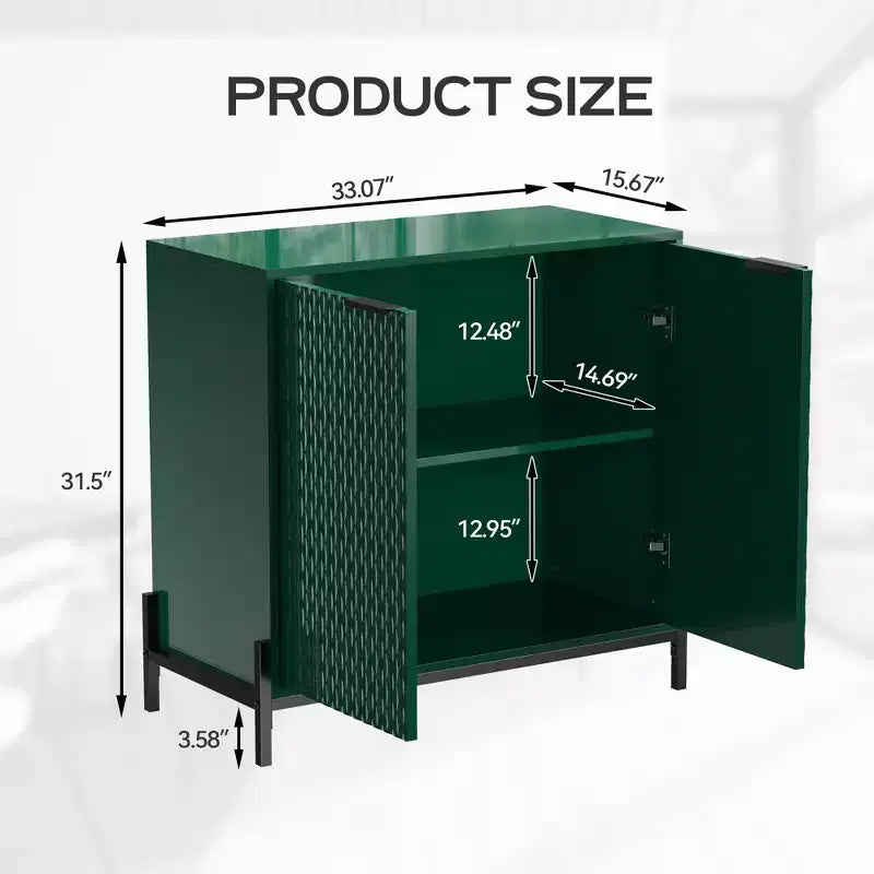 CLIHOME 31.5 in. 2-Door Wooden Accent Decorative Storage Cabinet with 3 Adjustable Shelf