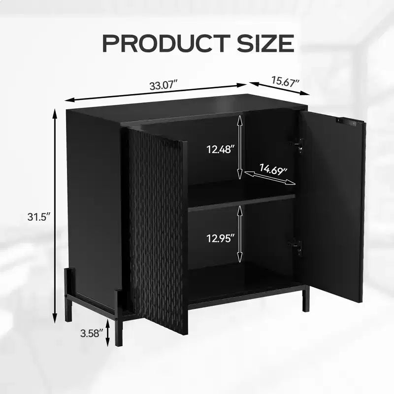 CLIHOME 31.5 in. 2-Door Wooden Accent Decorative Storage Cabinet with 3 Adjustable Shelf