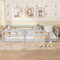 Okak Bed Frame Twin/Full Size,Modern Low Profile Toddler Bed with Safety Rails, Solid Wood Frame for Kids Bedroom