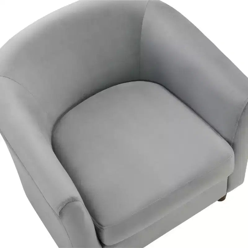 Bestier Gray Modern Velvet Accent Chair with Ottoman U-Shaped Back& 4 Thick Padded Seat