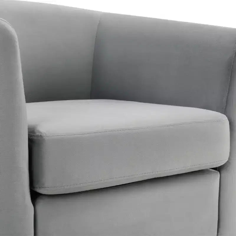 Bestier Gray Modern Velvet Accent Chair with Ottoman U-Shaped Back& 4 Thick Padded Seat