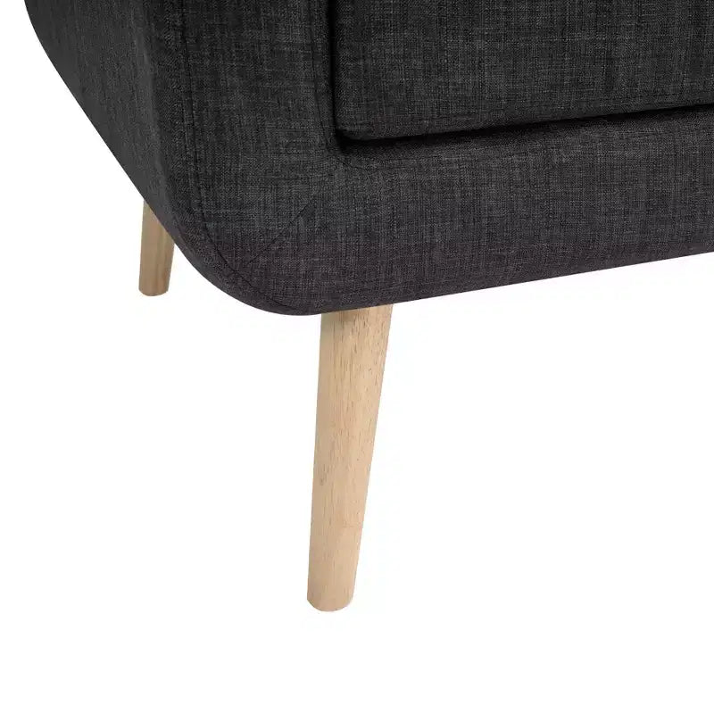 Bestier Black Mid-Century Modern Fabric Accent Armchair Single Sofa with Rubber Wood Legs Linen Upholstery for Living Room