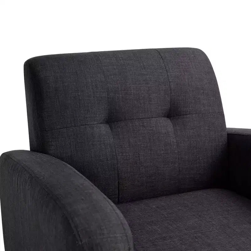 Bestier Black Mid-Century Modern Fabric Accent Armchair Single Sofa with Rubber Wood Legs Linen Upholstery for Living Room