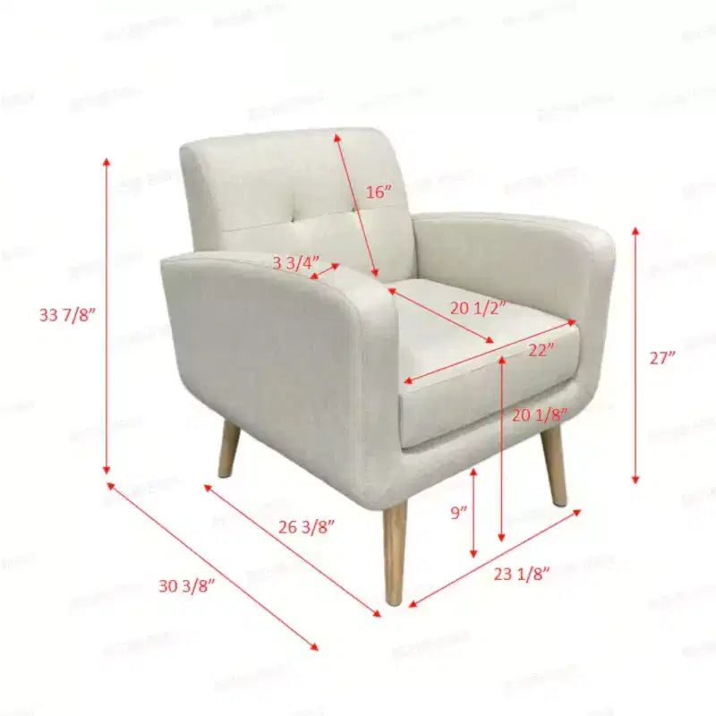 Bestier Black Mid-Century Modern Fabric Accent Armchair Single Sofa with Rubber Wood Legs Linen Upholstery for Living Room