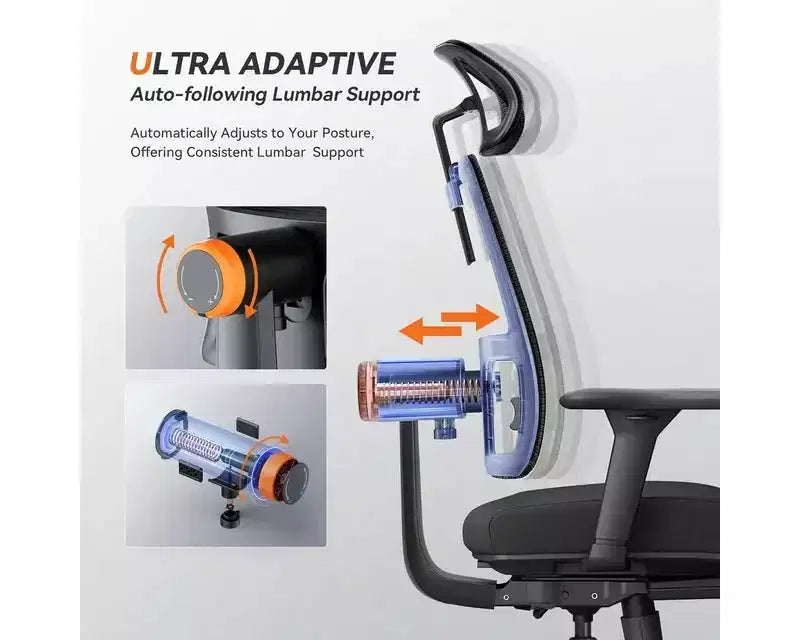 Newtral MagicH-BP Ergonomic Chair with Footrest - Home Office Desk Chair with Auto-Following Lumbar Support, 4D Armrest, Seat Depth&Height Adjustable