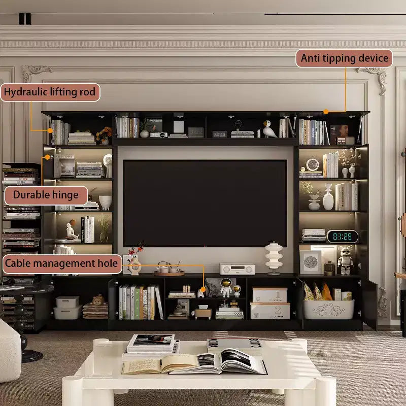 Famapy Large Entertainment Center All - Encompassing TV Entertainment Center: Aesthetic & Practical Living Room Essential