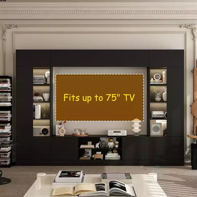 Famapy Large Entertainment Center All - Encompassing TV Entertainment Center: Aesthetic & Practical Living Room Essential