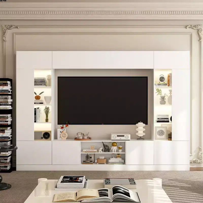 Famapy Large Entertainment Center All - Encompassing TV Entertainment Center: Aesthetic & Practical Living Room Essential