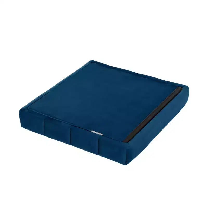 Seville Classics Blue Velvet Cushioned Accent Storage Ottoman
