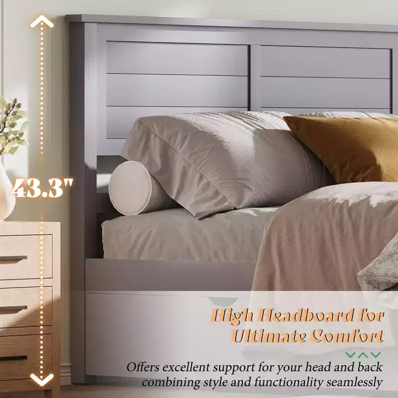 AMERLIFE Bed Frame with Headboard, Platform Beds with 4 Storage Drawers