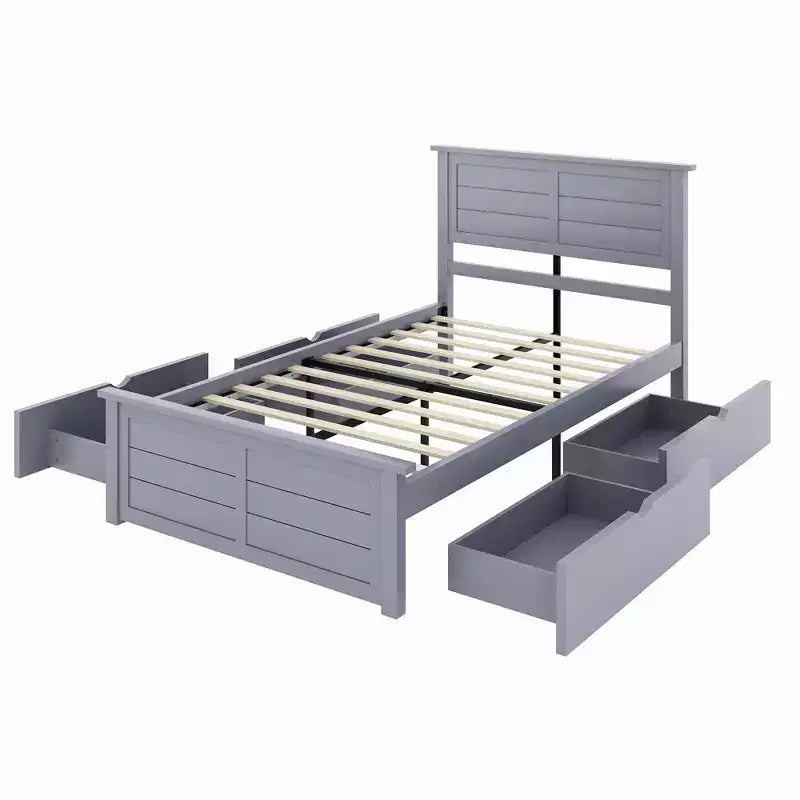AMERLIFE Bed Frame with Headboard, Platform Beds with 4 Storage Drawers