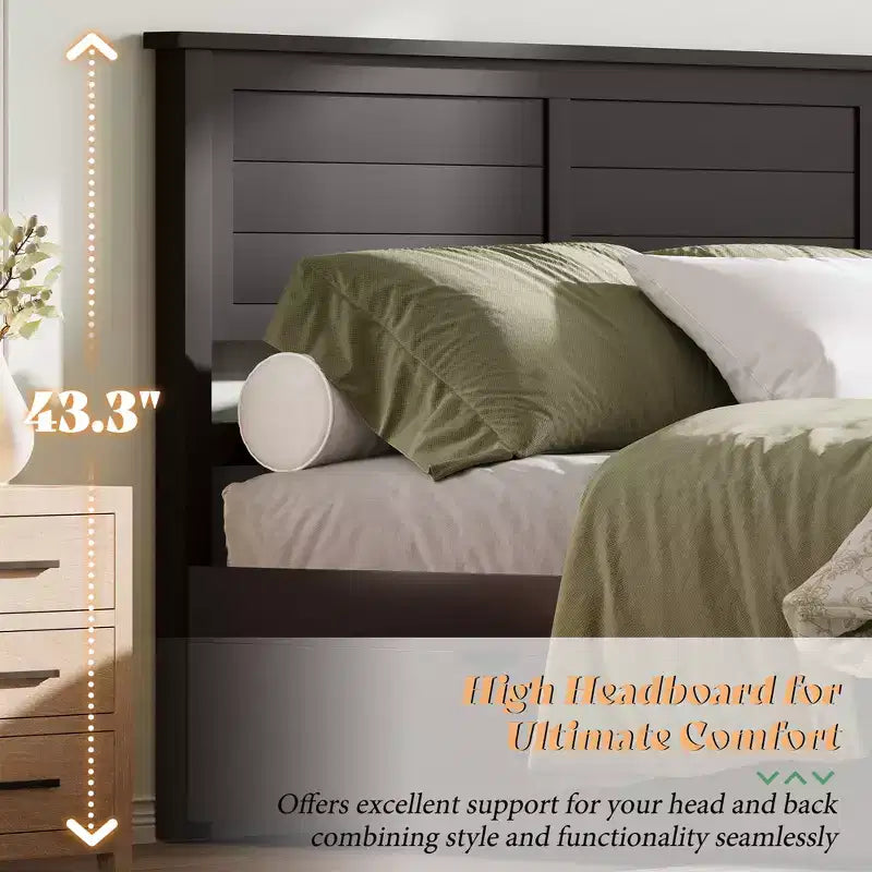 AMERLIFE Bed Frame with Headboard, Platform Beds with 4 Storage Drawers