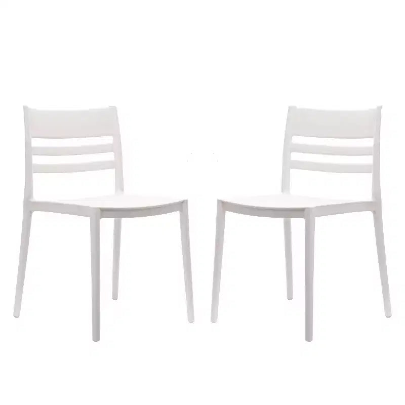 Flash Furniture Bridgeport Set of 2 Indoor-Outdoor Stacking Patio Chair with Slatted Backrest, Commercial All-Weather Resin Chair