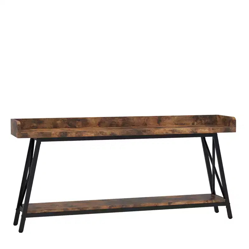 MAYEERTY Table console étroite rustique de 180 cm avec cadre métallique robuste Décoration d'intérieur