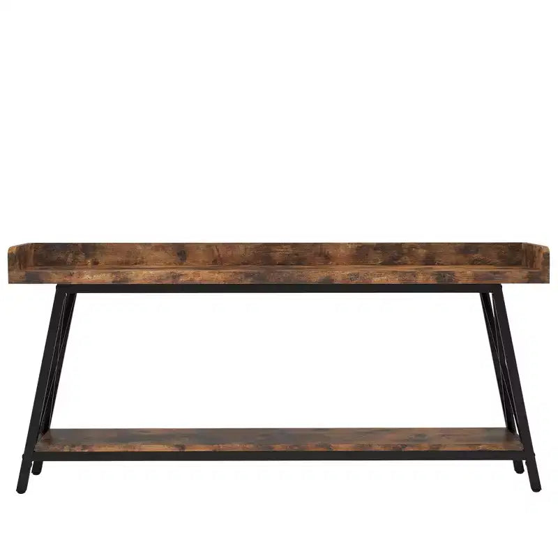 MAYEERTY Table console étroite rustique de 180 cm avec cadre métallique robuste Décoration d'intérieur