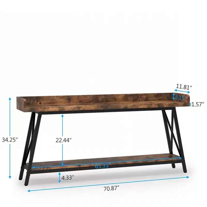 MAYEERTY Table console étroite rustique de 180 cm avec cadre métallique robuste Décoration d'intérieur
