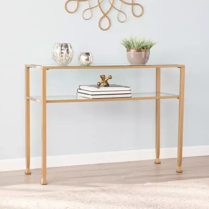 Jaymes Gold Metal and Glass Console Table - Gold - SEI