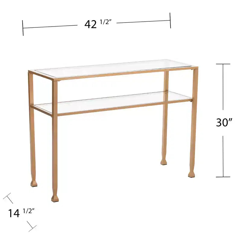 Jaymes Gold Metal and Glass Console Table - Gold - SEI