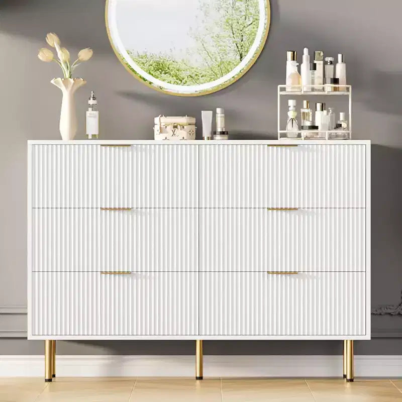 Dresser for Bedroom, 6 Drawer Dresser, Modern Chest of Drawers, Wood Drawer Organizer for Bedroom, Living Room, Hallway, Entryway