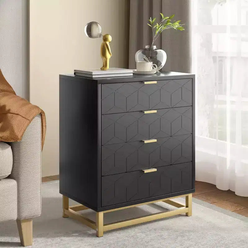 Commode de rangement à tiroirs, commode de chambre à coucher, organiseur de commode de 53,5 cm avec poignée et pieds en métal