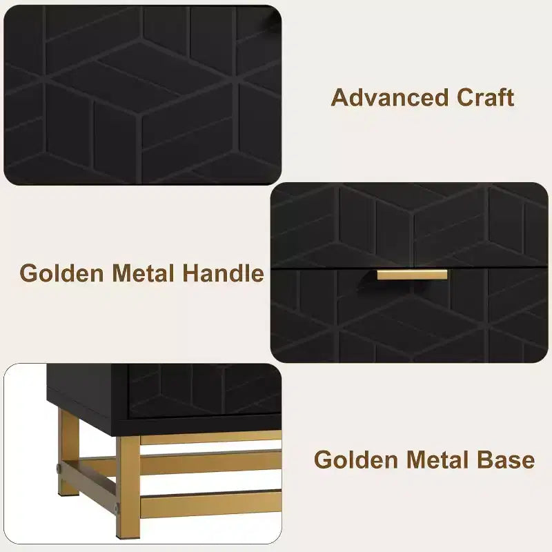 Commode de rangement à tiroirs, commode de chambre à coucher, organiseur de commode de 53,5 cm avec poignée et pieds en métal