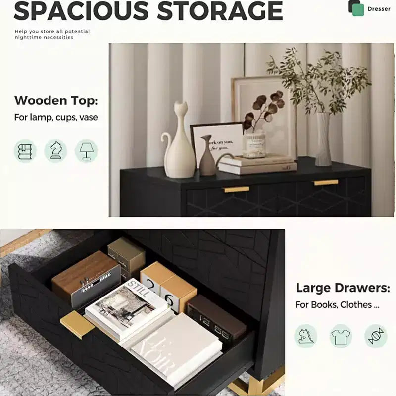 Commode de rangement à tiroirs, commode de chambre à coucher, organiseur de commode de 53,5 cm avec poignée et pieds en métal
