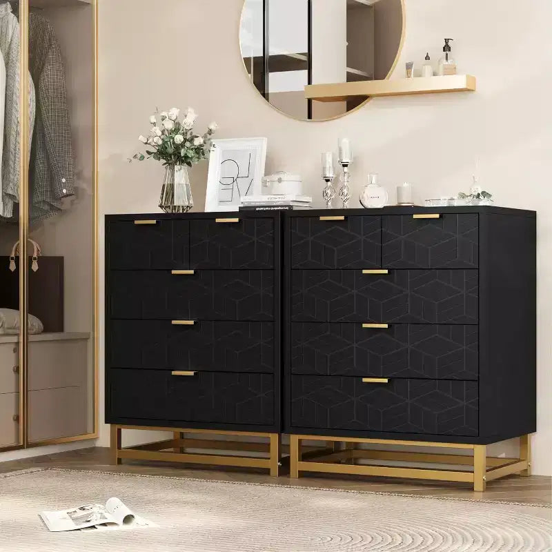 Commode de rangement à tiroirs, commode de chambre à coucher, organiseur de commode de 53,5 cm avec poignée et pieds en métal
