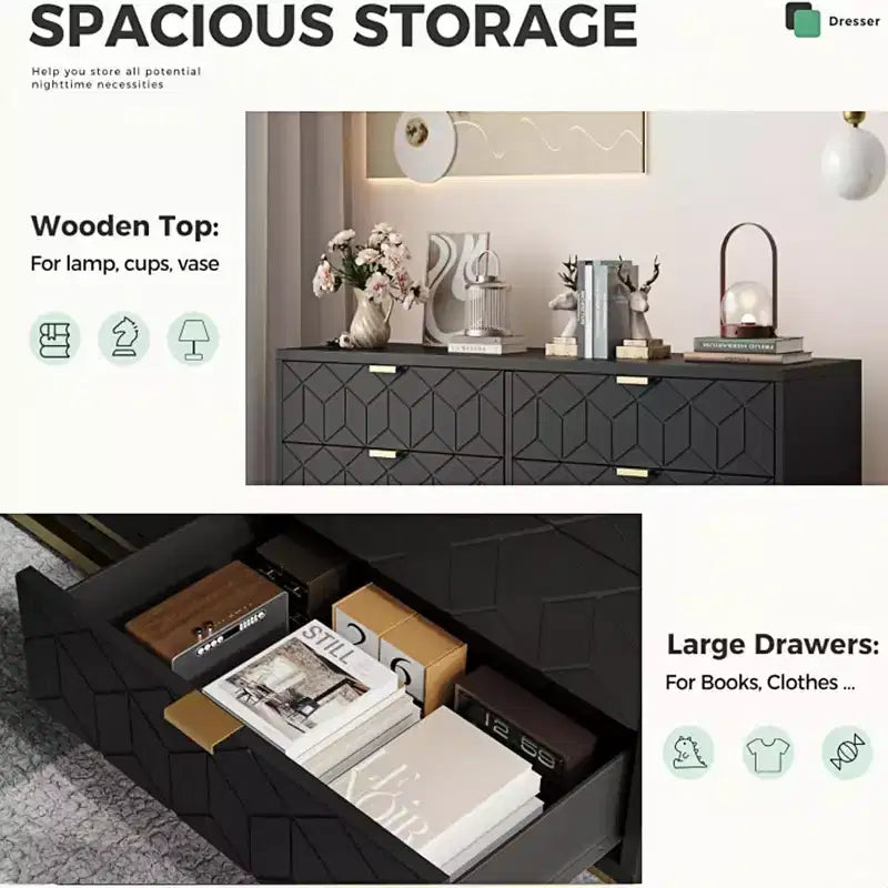 Commode de rangement à tiroirs, commode de chambre à coucher, organiseur de commode de 53,5 cm avec poignée et pieds en métal