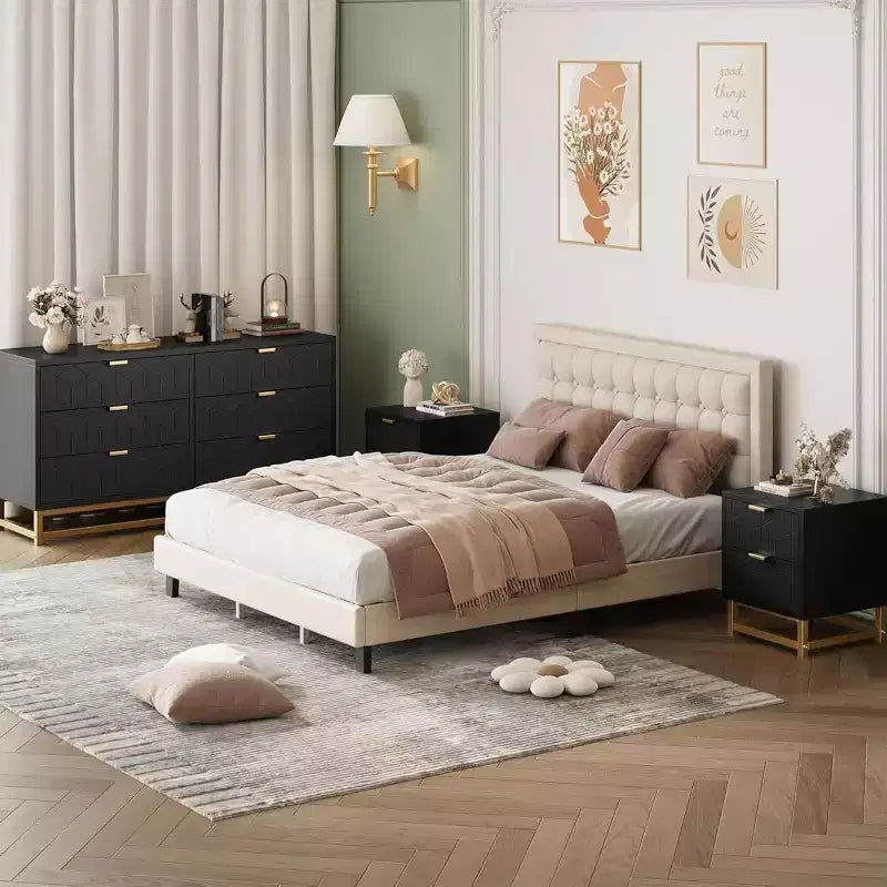 Commode de rangement à tiroirs, commode de chambre à coucher, organiseur de commode de 53,5 cm avec poignée et pieds en métal
