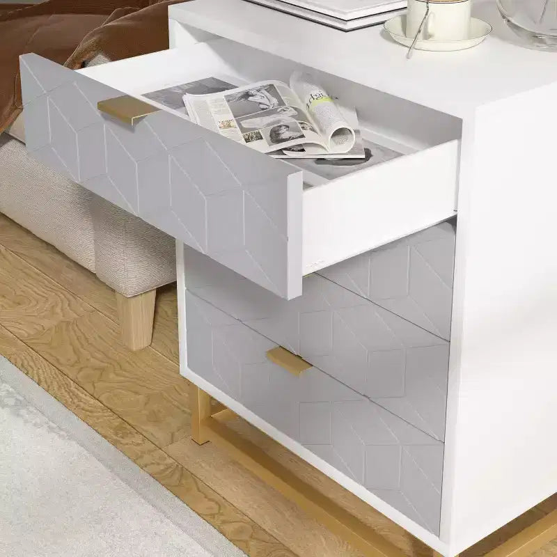 Commode de rangement à tiroirs, commode de chambre à coucher, organiseur de commode de 53,5 cm avec poignée et pieds en métal